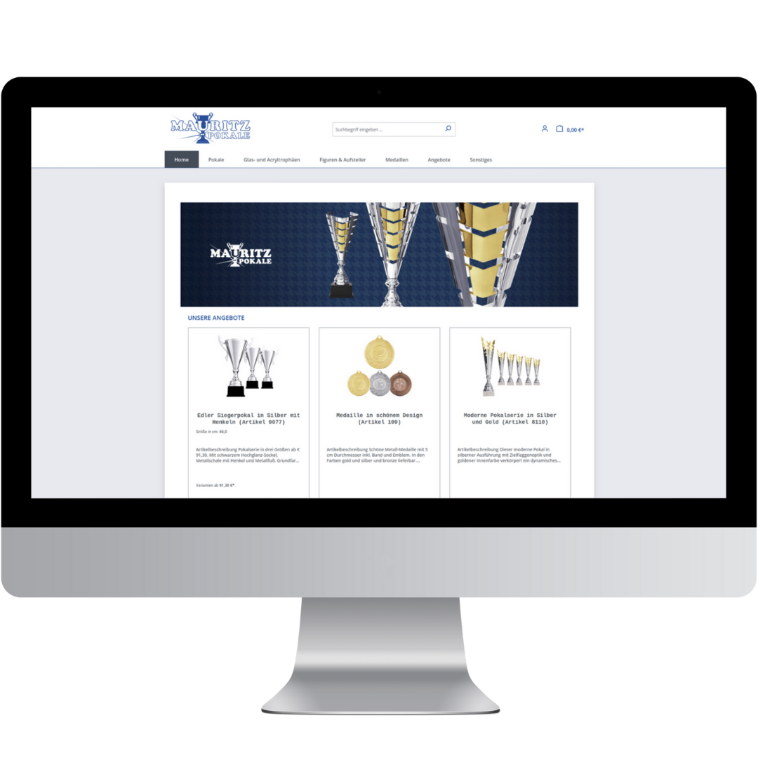 Mauritz Pokale – Umstieg auf Shopware 6 und laufende Betreuung – Webdesign Referenz Rosenheim