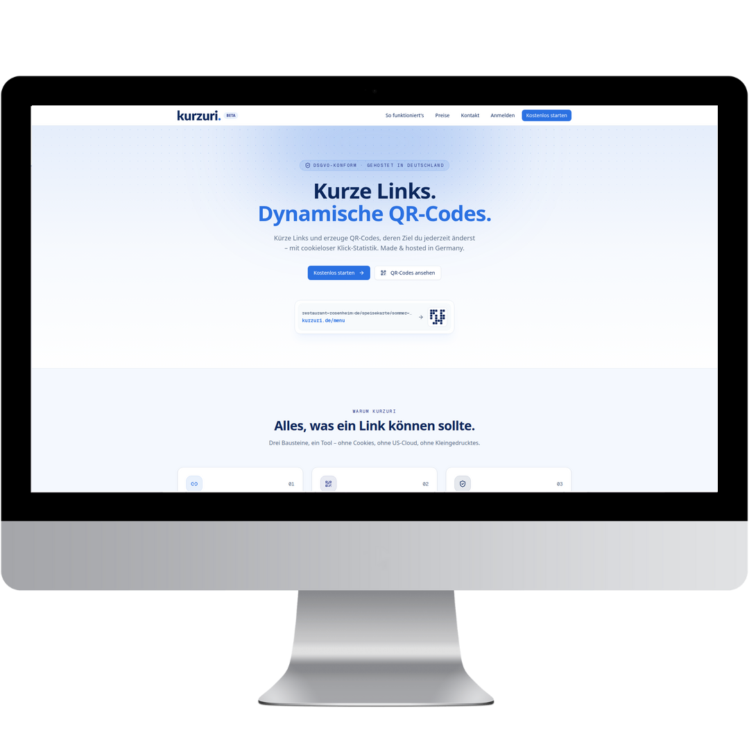 kurzuri – URL-Shortener mit dynamischen QR-Codes – Webdesign Referenz Rosenheim